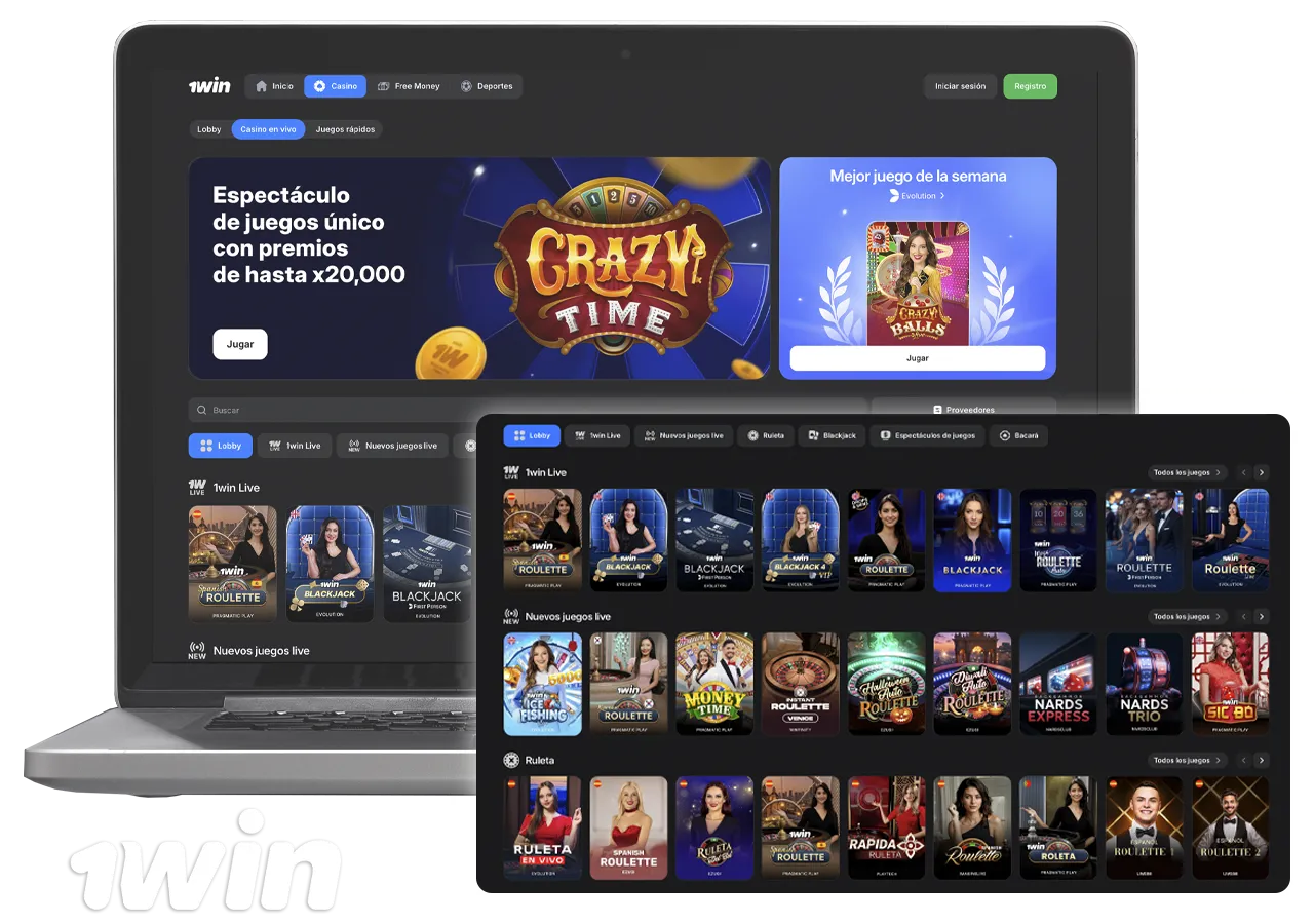 Juegos en vivo para casino de 1win