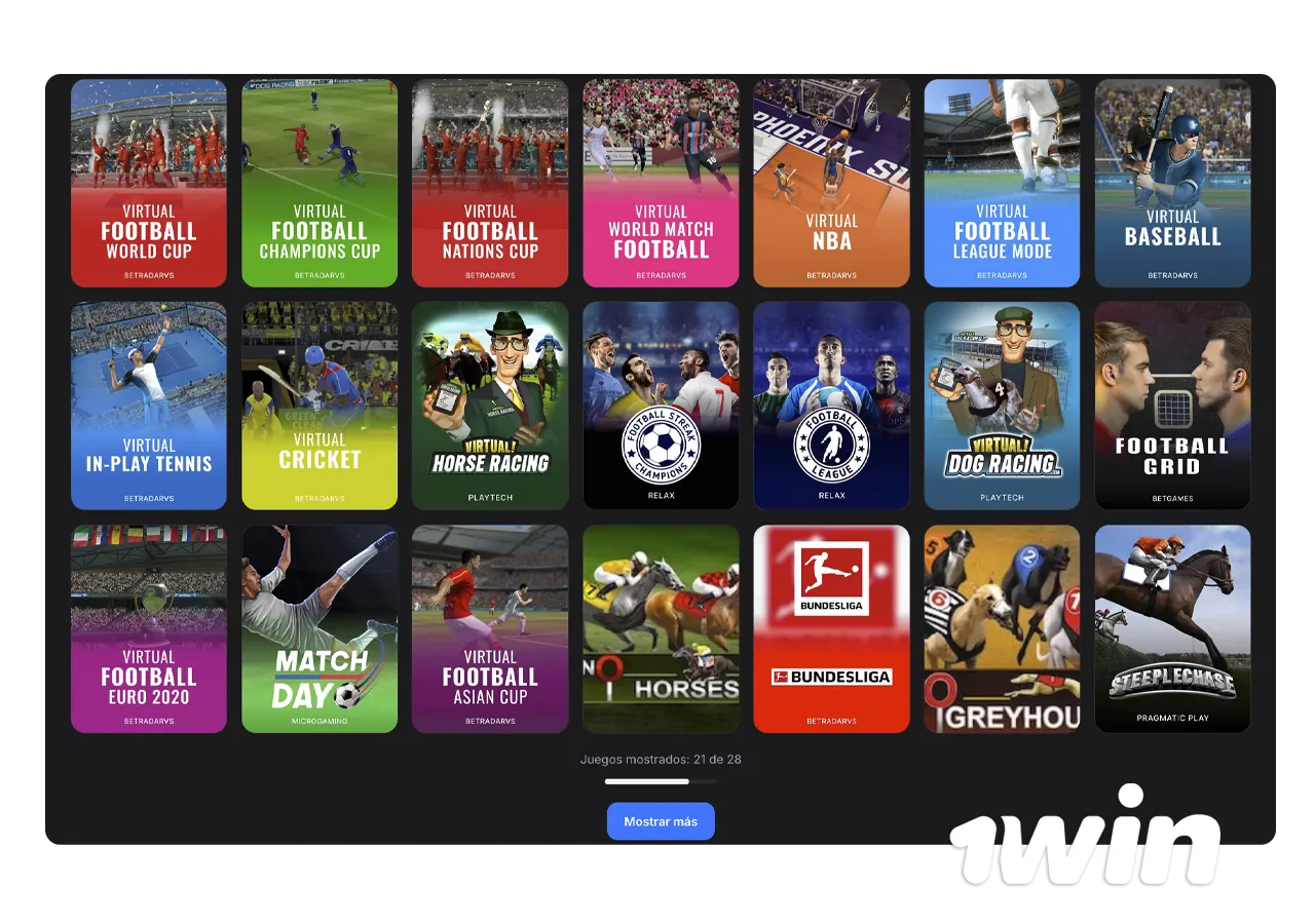 Deportes virtuales en 1win